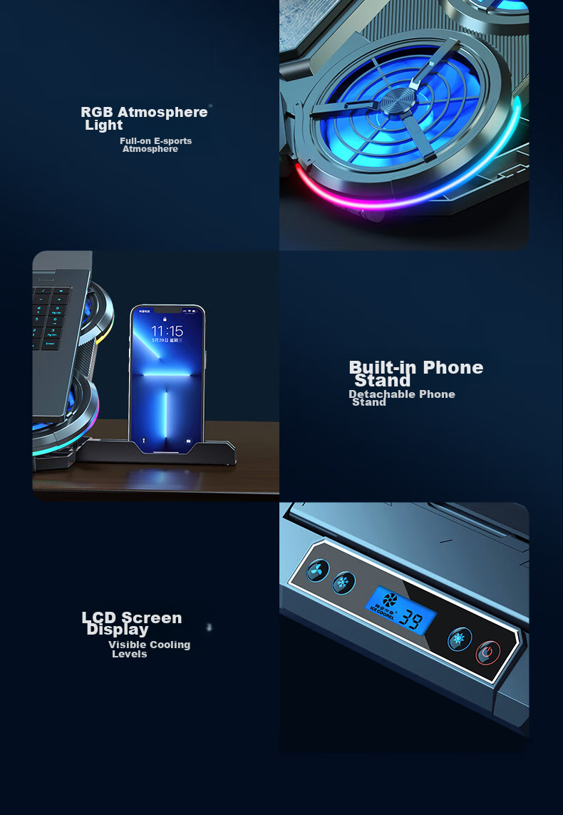 Охлаждающая подставка для ноутбука ICE COOREL Q5, полупроводниковое охлаждение, подставка для компьютера, рассеивание тепла, регулируемая скорость с RGB-подсветкой