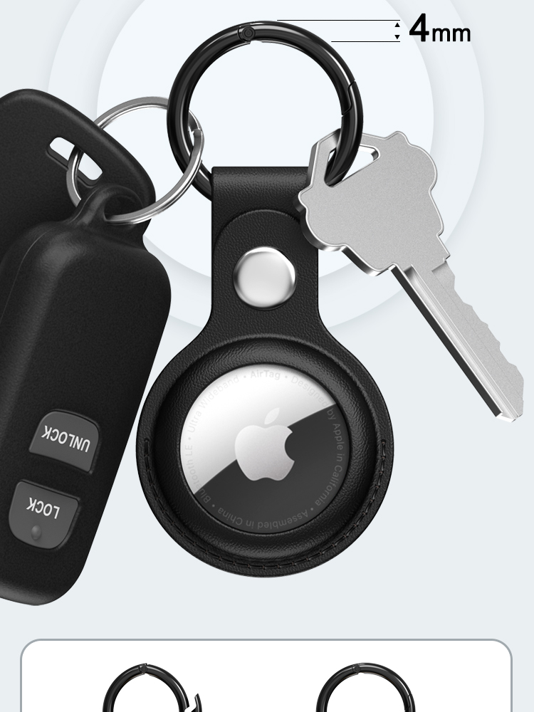 Защитный чехол ESCAPE для Apple AirTag, из искусственной кожи, с брелоком, для защиты от потери, противоударный, элегантный черный
