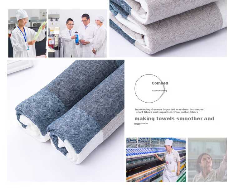 Набор полотенец Grace Home Textiles Gentleman Plaid Pure Cotton Thickened Sweat-Absorbing Large Pillowcase, два полотенца, синий, 80*50см