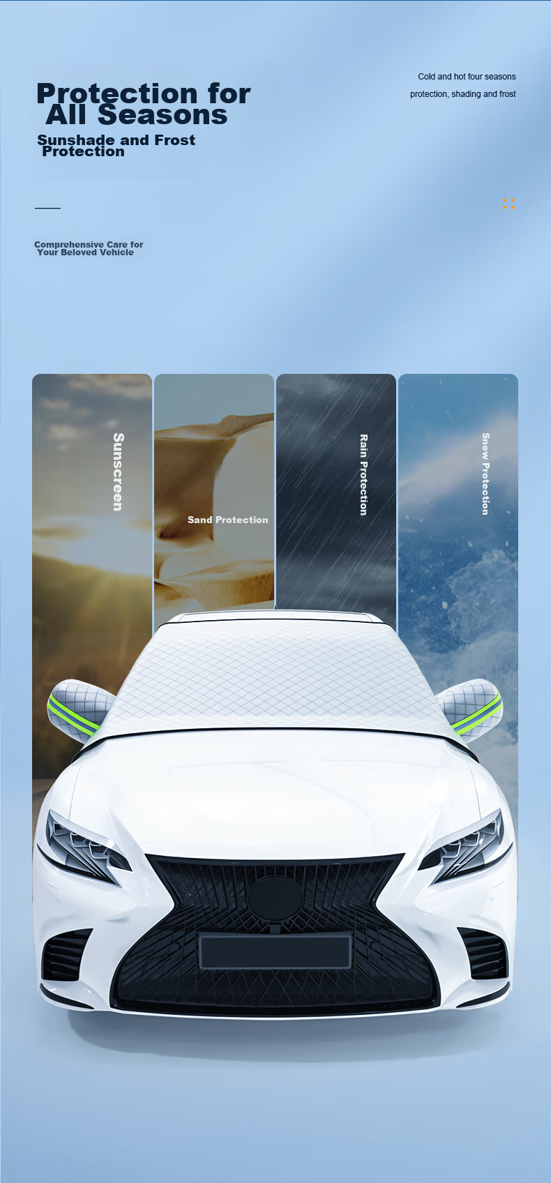 Автомобильный чехол от снега BIAZE ZQ4, утолщенный, магнитный, защита от снега, мороза, солнца, серебристый