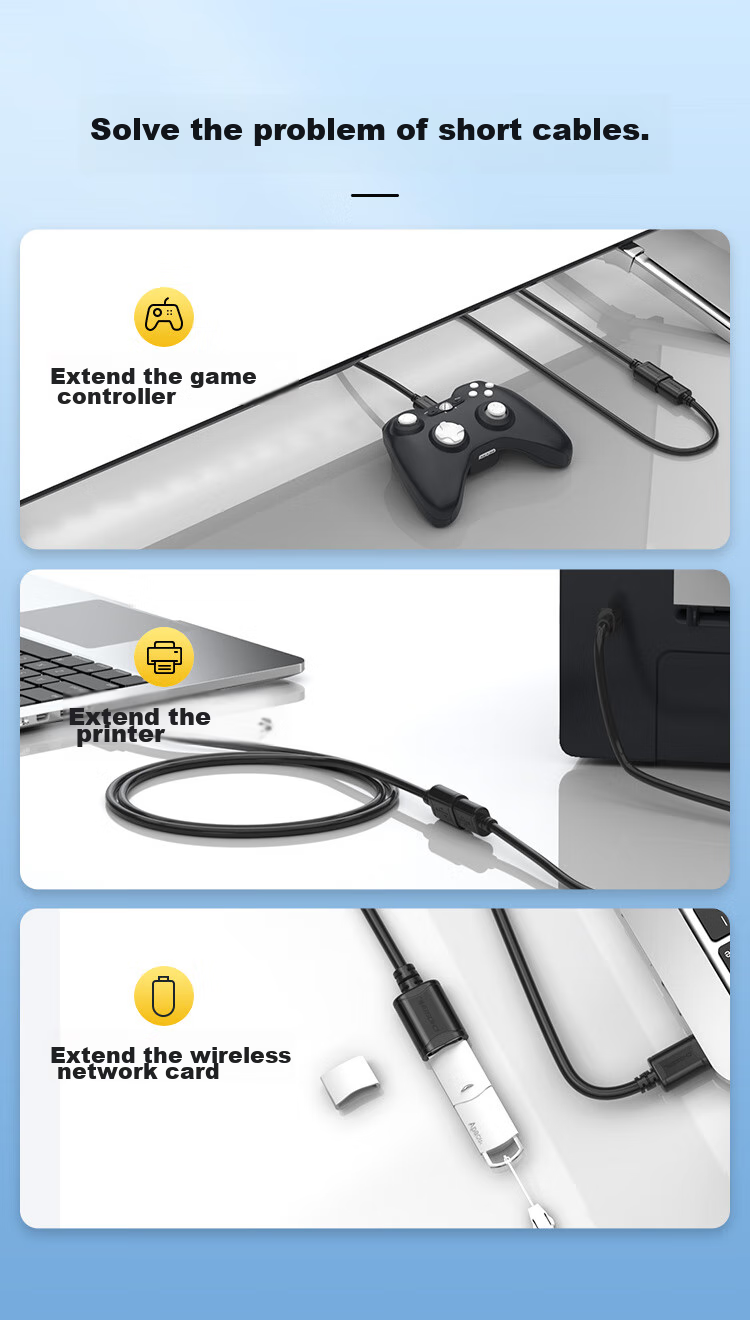 Кабель-удлинитель USB 2.0 AM/AF CHOSEAL QS5305T, 0.5 метра, белый