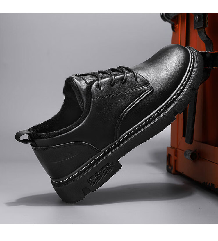 Мужские туфли Huili (Warrior) Business Casual, кожаные, на шнуровке, модель 0650, черные, размер 40