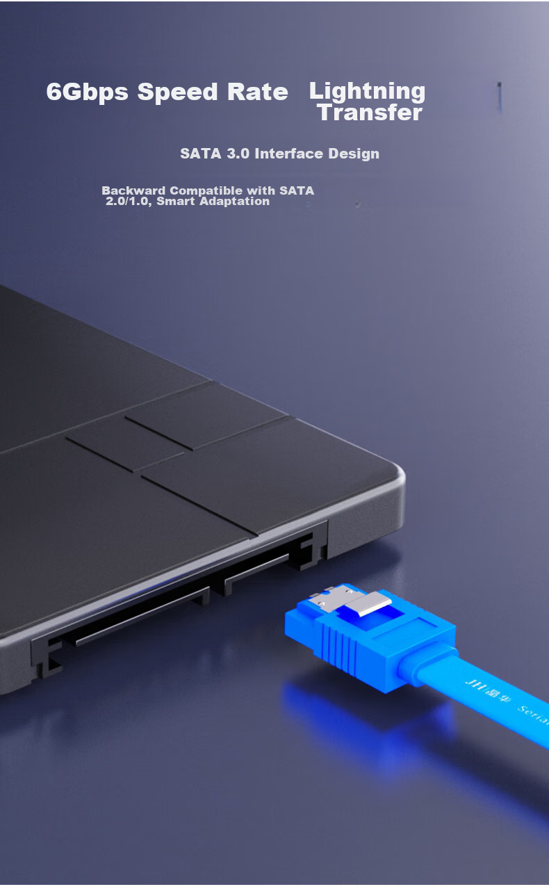 Кабель SATA 3.0 Jinghua U510B, 0.4 метра, синий