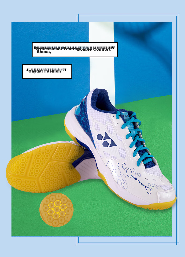 Кроссовки для бадминтона YONEX SHB101CR, мужские и женские, ударопоглощающие, для начинающих, размер 44, белый/золотой