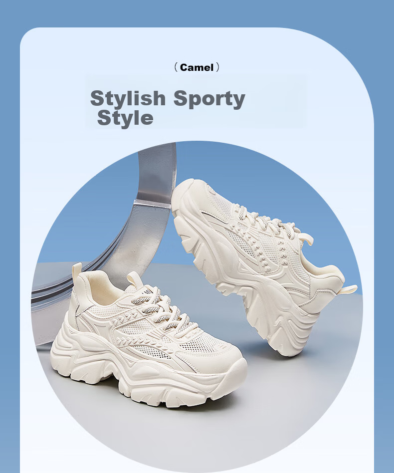Женские кроссовки CAMEL, спортивные повседневные кроссовки на толстой подошве, модель L24S283622, черные, размер 36