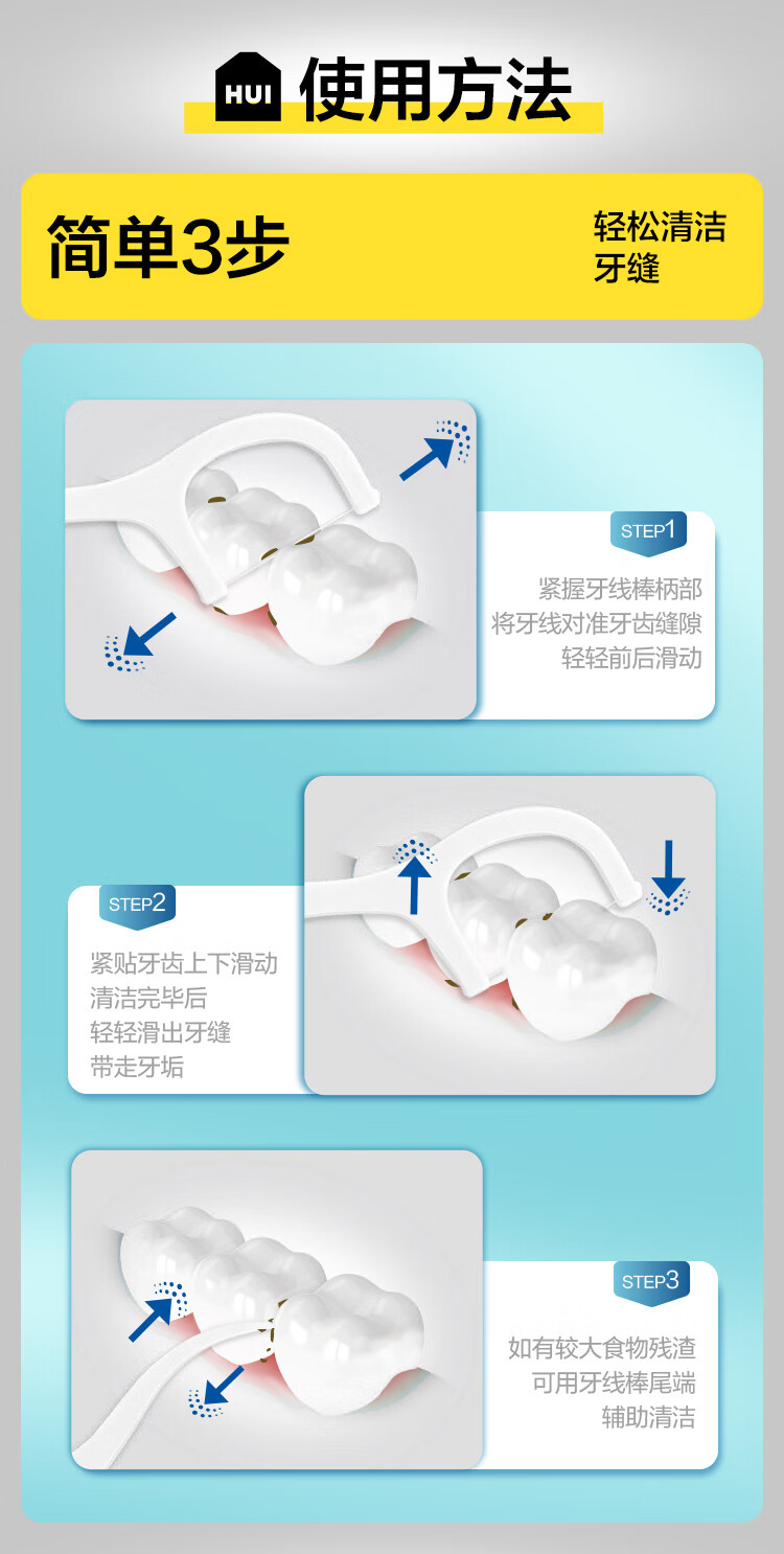 惠寻 京东自有品牌 高分子牙线棒 细滑线 清洁齿缝牙线牙签200支/包 带随身便携盒