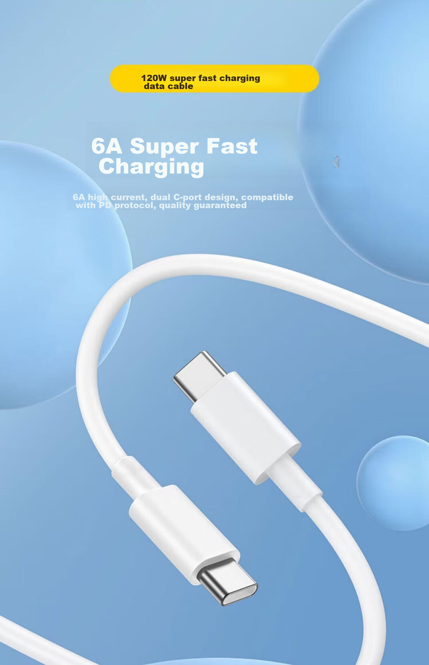 Кабель Chaofan Type-C - Type-C, 6A, 2 метра, белый, для быстрой зарядки Vivo X200 Pro/X200/X100s/X90pro/X90s/S19