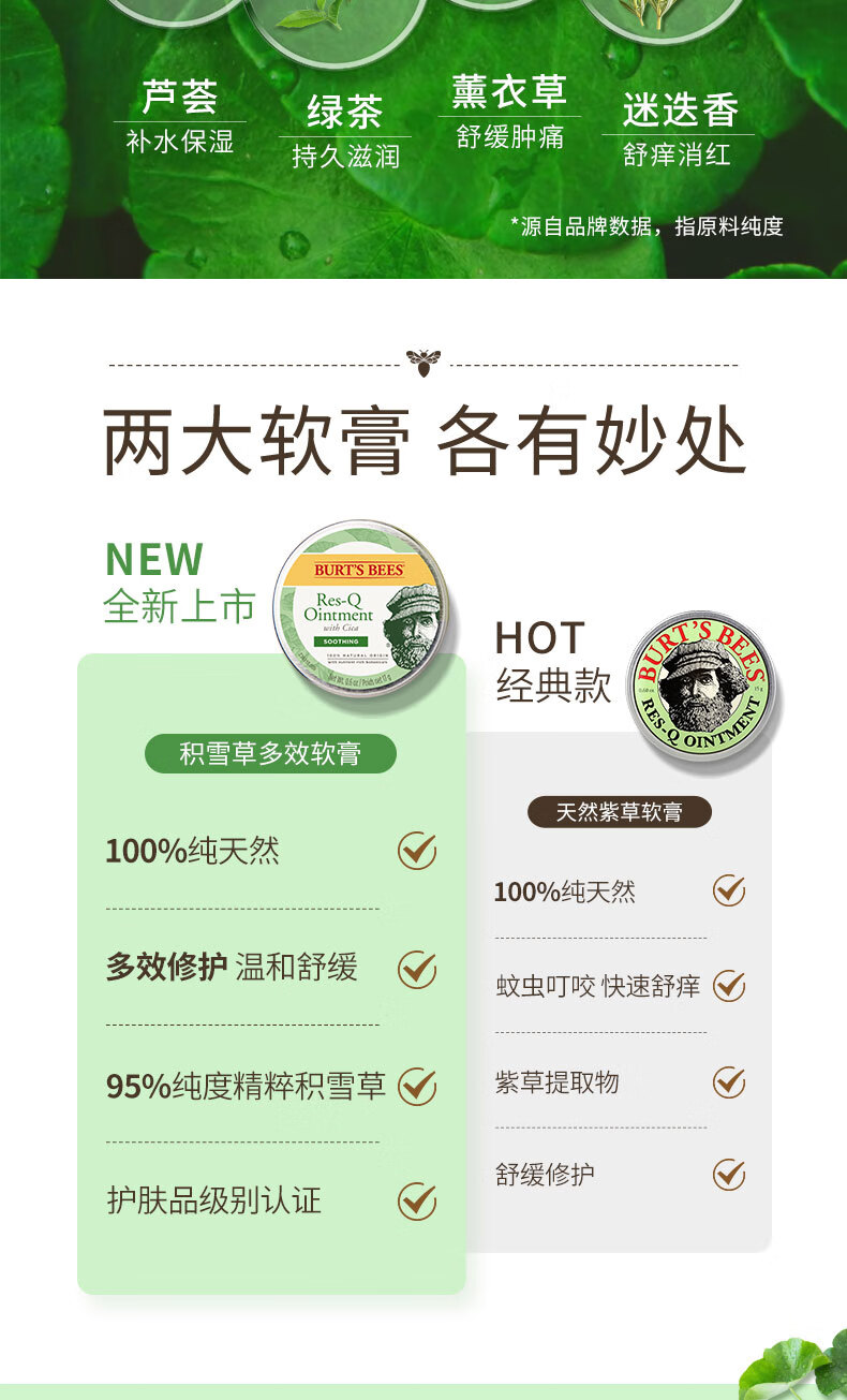 小蜜蜂（Burt'sBees）宝宝止痒膏 积雪草软膏 修护软膏 万用膏 17g