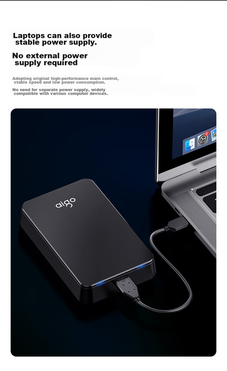 Внешний жесткий диск Aigo HD809, 2 ТБ, USB 3.0, 2.5 дюйма, черный