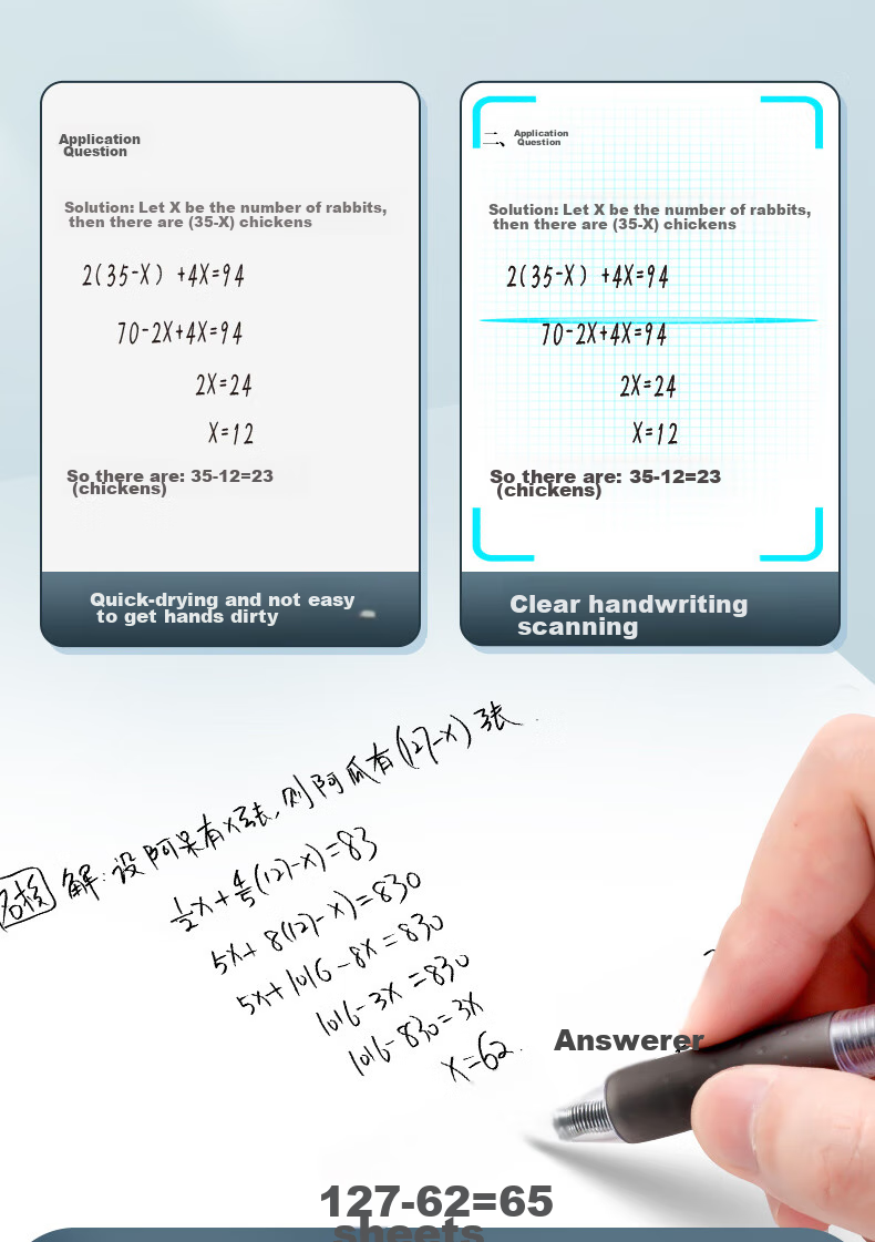 AIHAO Ручка гелевая, 0.5мм, синяя, набор 6 шт.