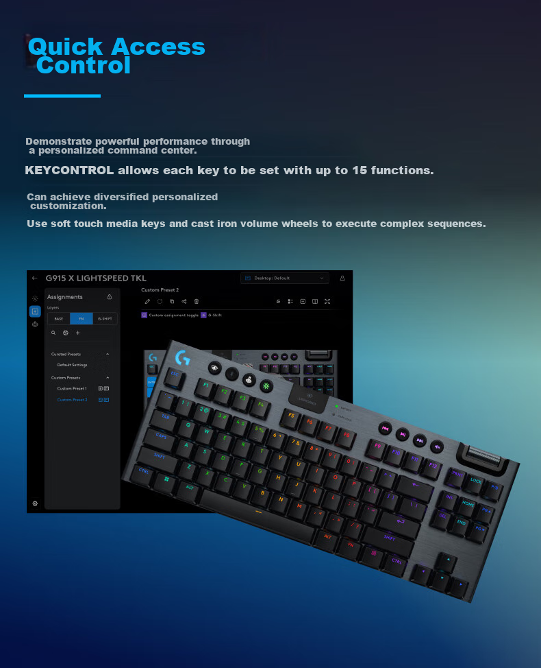 Игровая механическая клавиатура Logitech G G915 X LIGHTSPEED TKL с низким профилем, беспроводная, белая, коричневый переключатель