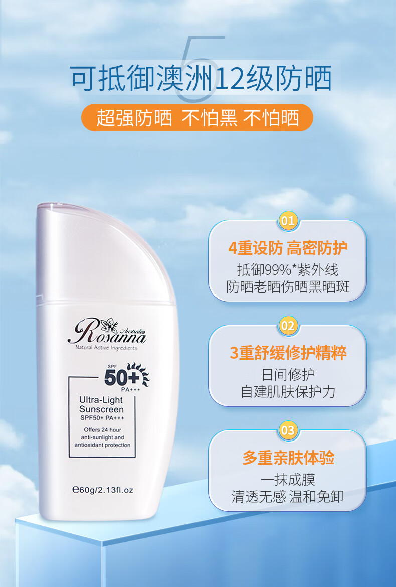 诺珊娜（larosanna）高倍隔离防晒霜乳二合一 SPF50+ 清爽保湿不油腻 男女士澳洲进口 【明星单品】小帆船60g