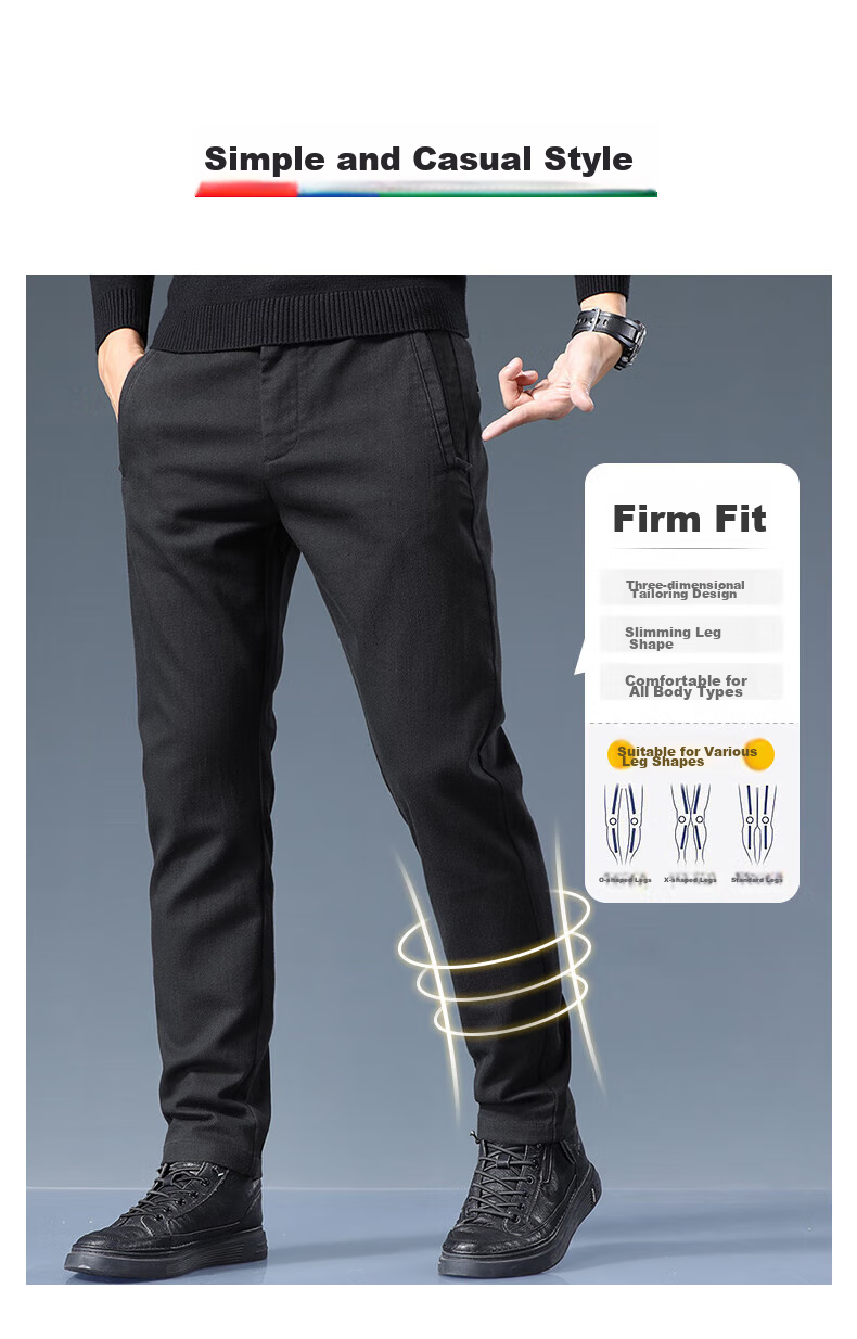 ROMON Casual Pants for Men, Autumn Trendy Trousers, Straight-Leg Comfortable Loose-Fit Sports Business Pants for Men, JK66 Denim Blue 34