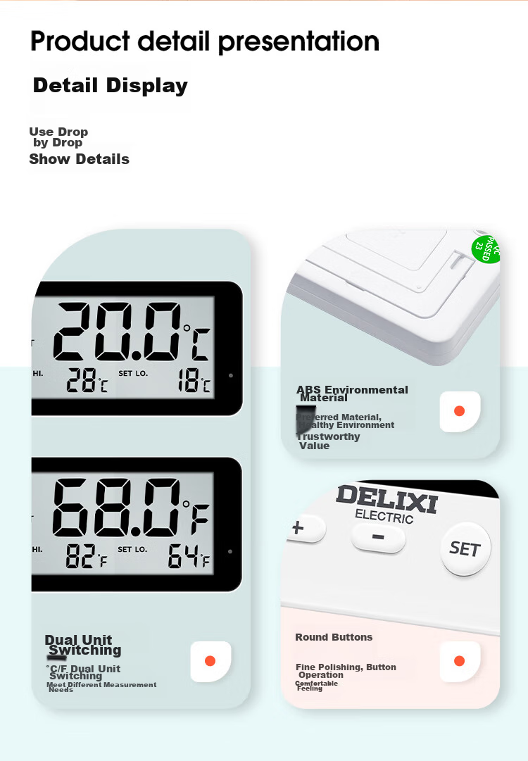 Термометр DELIXI ELECTRIC для дома, улицы, аквариума, холодильника, высокоточный цифровой дисплей для аквакультуры