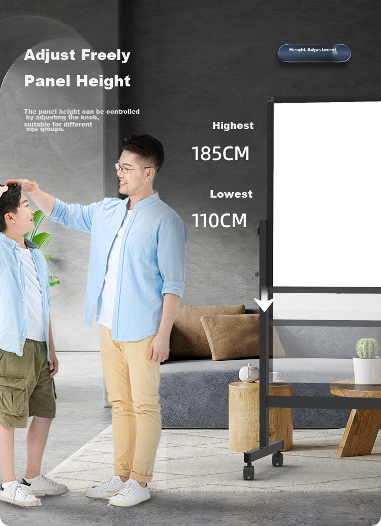 BBNEW 90x120cm Двусторонняя магнитная маркерная доска на подставке, регулируемая по высоте, передвижная