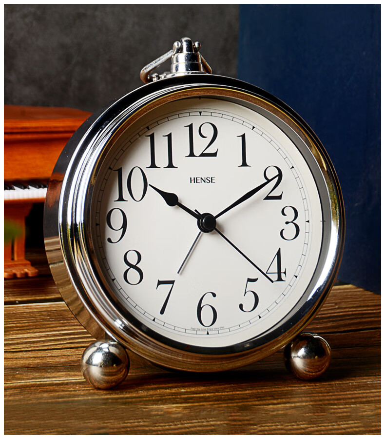 Hense Creative Alarm Clock, Stylish Bedroom Clock, Children's Student Alarm Watch, Personalized Quartz Clock, HA75 Electroplated Arabic Dial