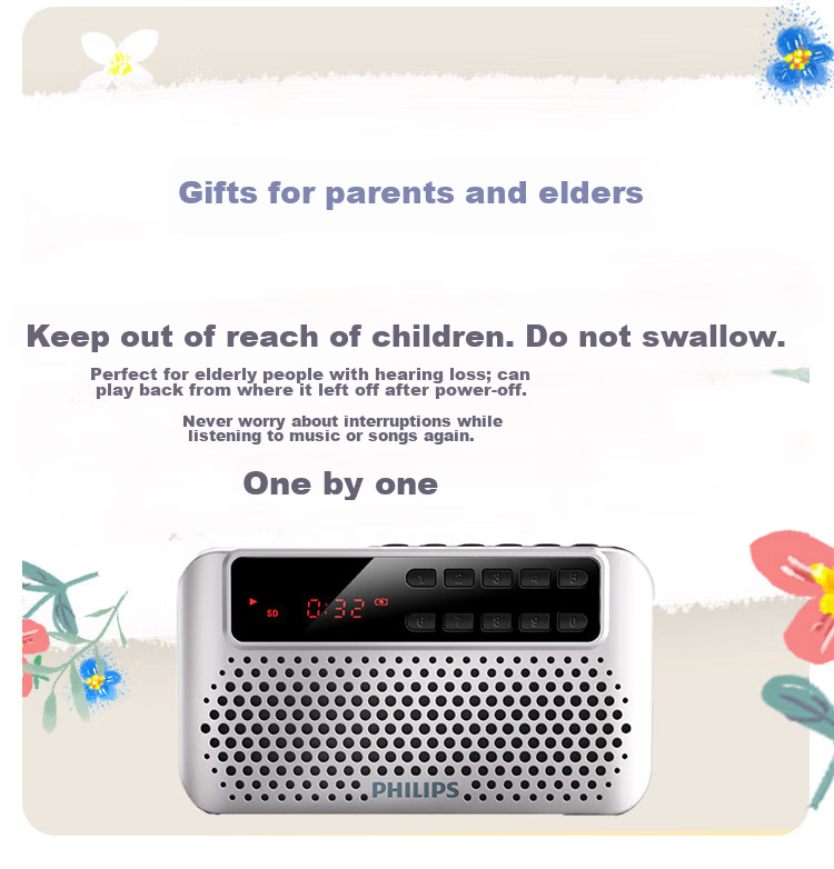 Портативный FM-радиоприемник PHILIPS SBM120 с MP3-плеером, карманный, синий