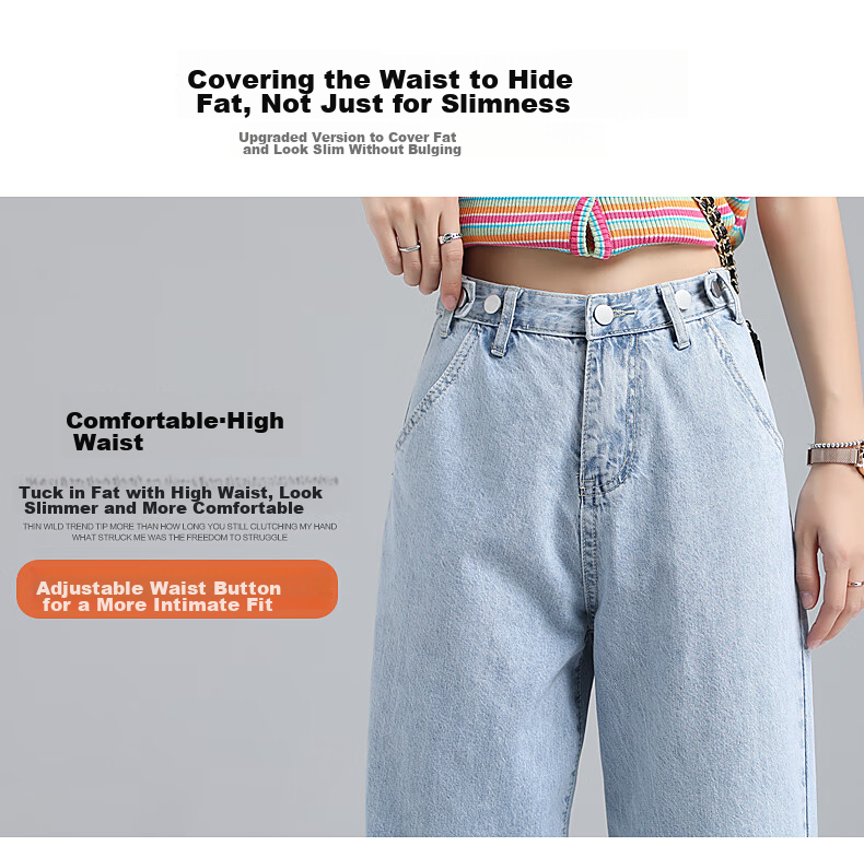 Джинсы Jeanswest Женские, 2025 Осень, Широкие штанины с высокой талией, Модные свободные брюки, Темно-синие, Размер XL