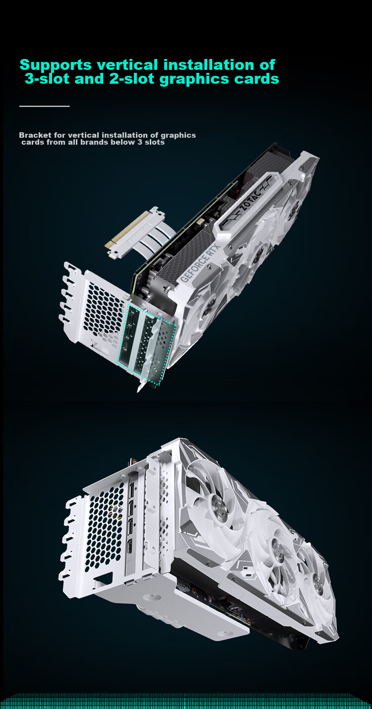 Комплект вертикального крепления для видеокарты PHANTEKS PCI-E 5.0/4.0, 7-слотовый корпус ATX, удлинительный кабель 220 мм, высокопрочный слот, 5080