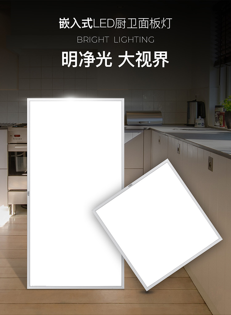 雷士（NVC）led集成吊顶灯 面板灯平板灯铝扣板厨房灯厨卫灯 24W白光6500K  30*60cm