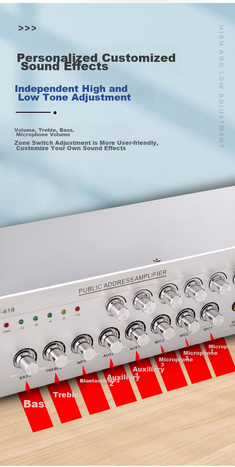 Усилитель SAST ST-619, 200 Вт, Bluetooth, 6 зон, черный