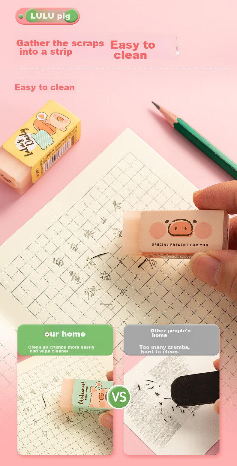 Ластик M&G LuLu Pig, милый мультяшный ластик в форме свиньи, 1 шт. случайный цвет AXP963FK