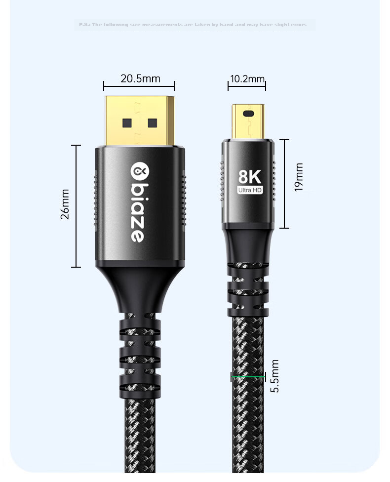 Кабель-адаптер BIAZE Mini DP to DP 1.4, 8K@60Hz, 240Hz, 1 метр
