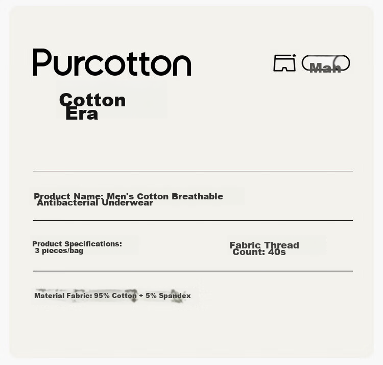 Мужские трусы PurCotton, 5A антибактериальные, дышащие, 95% хлопок, боксеры с высокой эластичностью, сохраняющие форму, отводящие пот