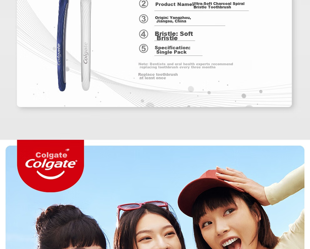 Зубная щетка Colgate Slim Carbon Spiral, мягкая, 4 шт.