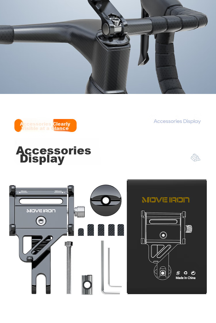 Велосипедный держатель для телефона Move Iron, из алюминиевого сплава, для горного и шоссейного велосипеда, антивибрационный, пятизубцовый фиксатор, тип "чашка"