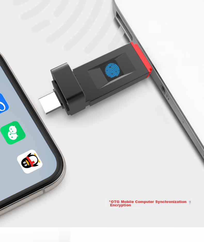 Thinkplus Lenovo 1TB Fingerprint Protection USB Flash Drive, USB3.2 с Type-C Dual Interface, Password Protection, Anti-Leakage, для телефонов и компьютеров, для офиса, серия FU100