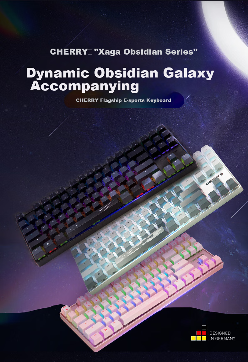 CHERRY MX8.2 Xaga Wireless Keyboard, Bluetooth Tri-Mode Office Mechanical Keyboard, Compatible with MAC System, Three-Transparency PBT Keycaps Customizable Keyboard, New Year Gift