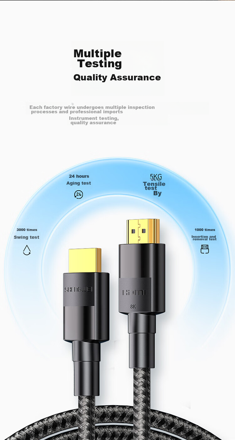 Кабель HDMI Shengwei версии 2.1, 1 метр, 8K 60Hz 4K 240Hz, для ноутбуков, ТВ-приставок, мониторов, проекторов, AHH4010G, совместим с HDMI 2.0