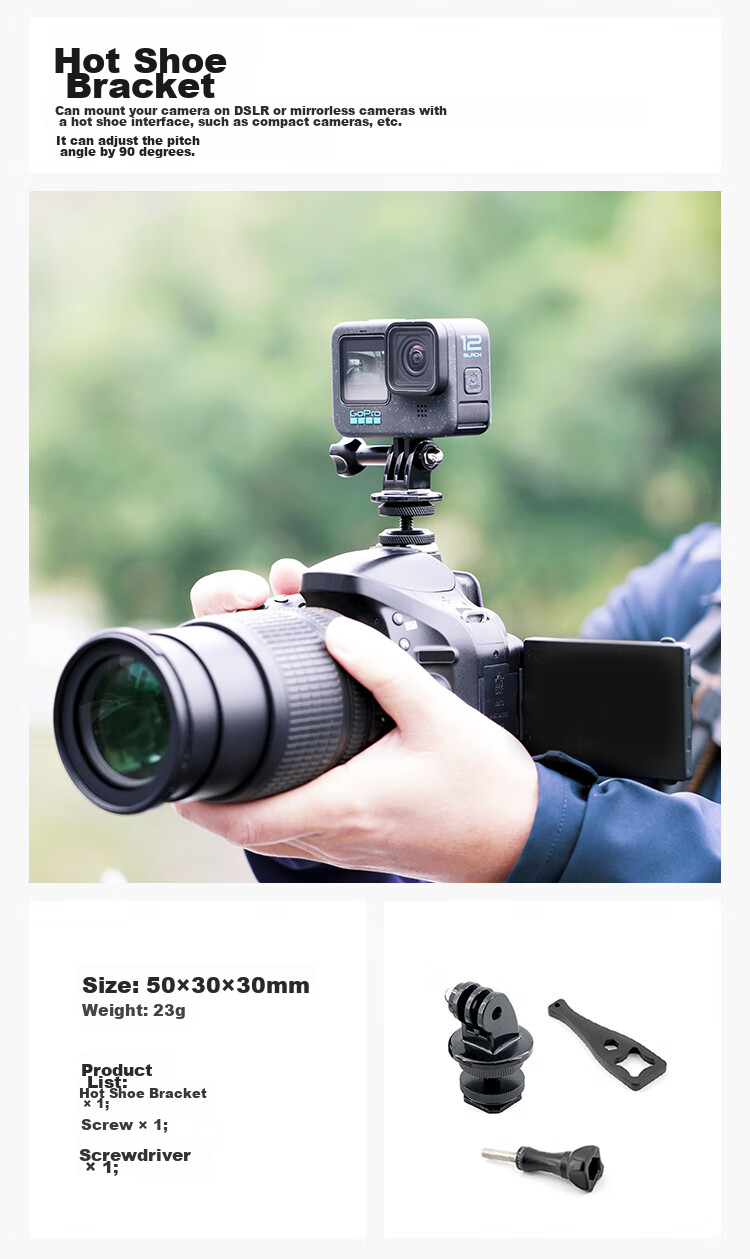 Крепление MAXCAM для экшн-камер GoPro, холодный башмак, адаптер для установки на камеру