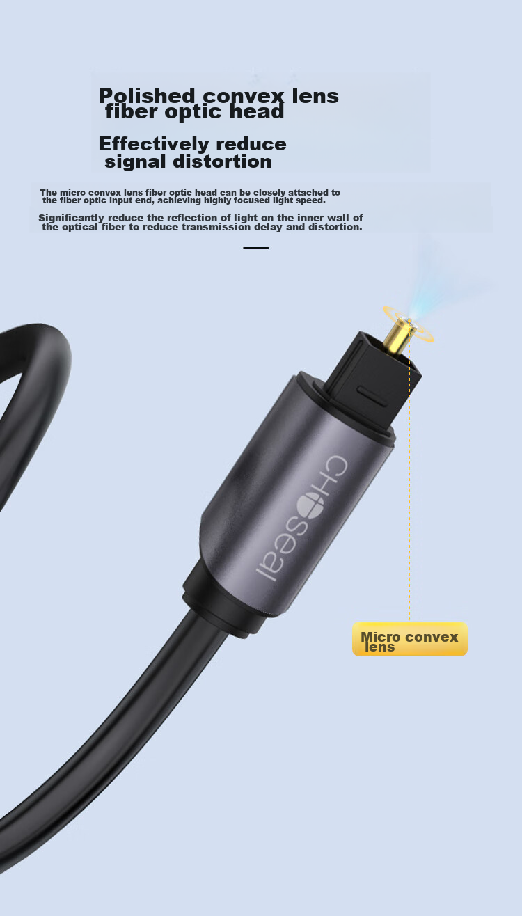 Цифровой оптический аудиокабель CHOSEAL QS1106A, 3 метра, для ТВ, DVD, проектора, усилителя, домашнего кинотеатра, SPDIF