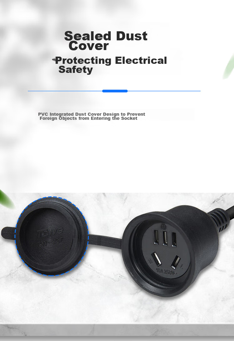 Удлинитель TOWE Three-Prong Five-Hole Power Extension Cord, Socket Extension Cable для электромобилей и стиральных машин, кабель для зарядки, 1 метр, 1.0 кв. мм