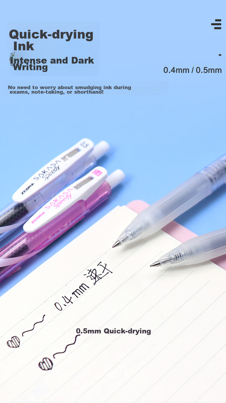 Гелевая ручка ZEBRA Speedy Quick Writing Pen, 0.5 мм, черная