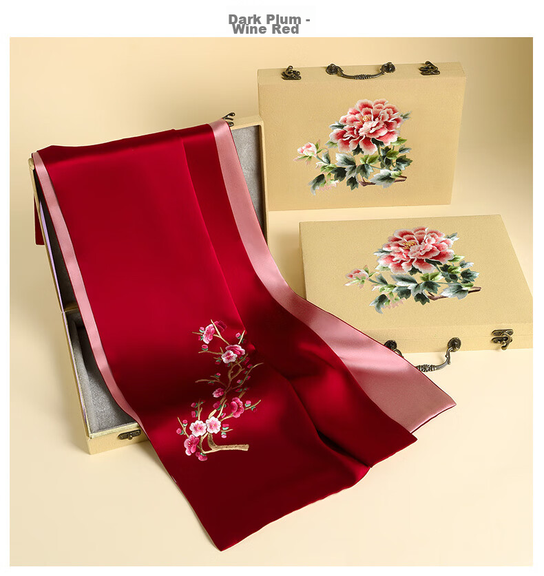 Шелковый шарф Hangsilu Suzhou Embroidery с вышивкой для женщин, зимний шарф из тутового шелка, подарочная коробка высокого класса, подарок на день рождения и праздник для мамы, новогодний подарок