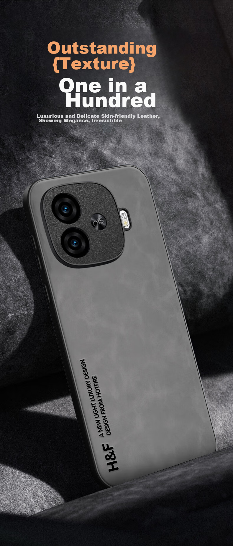 Защитный чехол HotFire для Vivo IQOO Z9 Turbo/iQOO Z9 Turbo+, кожаный, противоударный, простой стиль, черный