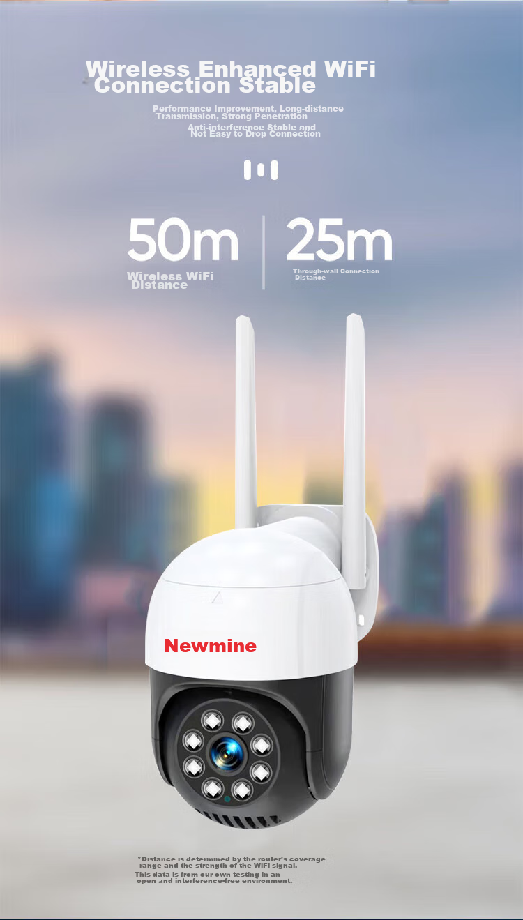 Беспроводная AI-камера Newmine для дома, удаленный мониторинг через смартфон, 360-градусный обзор с ночным видением, панорамный вид, голосовое управление, уличная водонепроницаемая вращающаяся камера для сельской местности, высокое разрешение, двусторонняя аудиосвязь