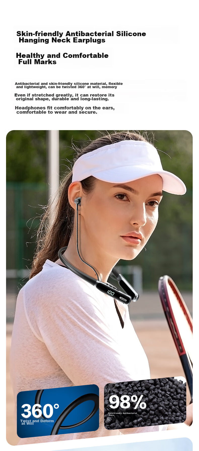 Беспроводные наушники Newmine G1 Bluetooth, для спорта, караоке, игр, звонков, с шумоподавлением, полувнутриканальные, длительное время работы, совместимы с Apple, Huawei, Xiaomi