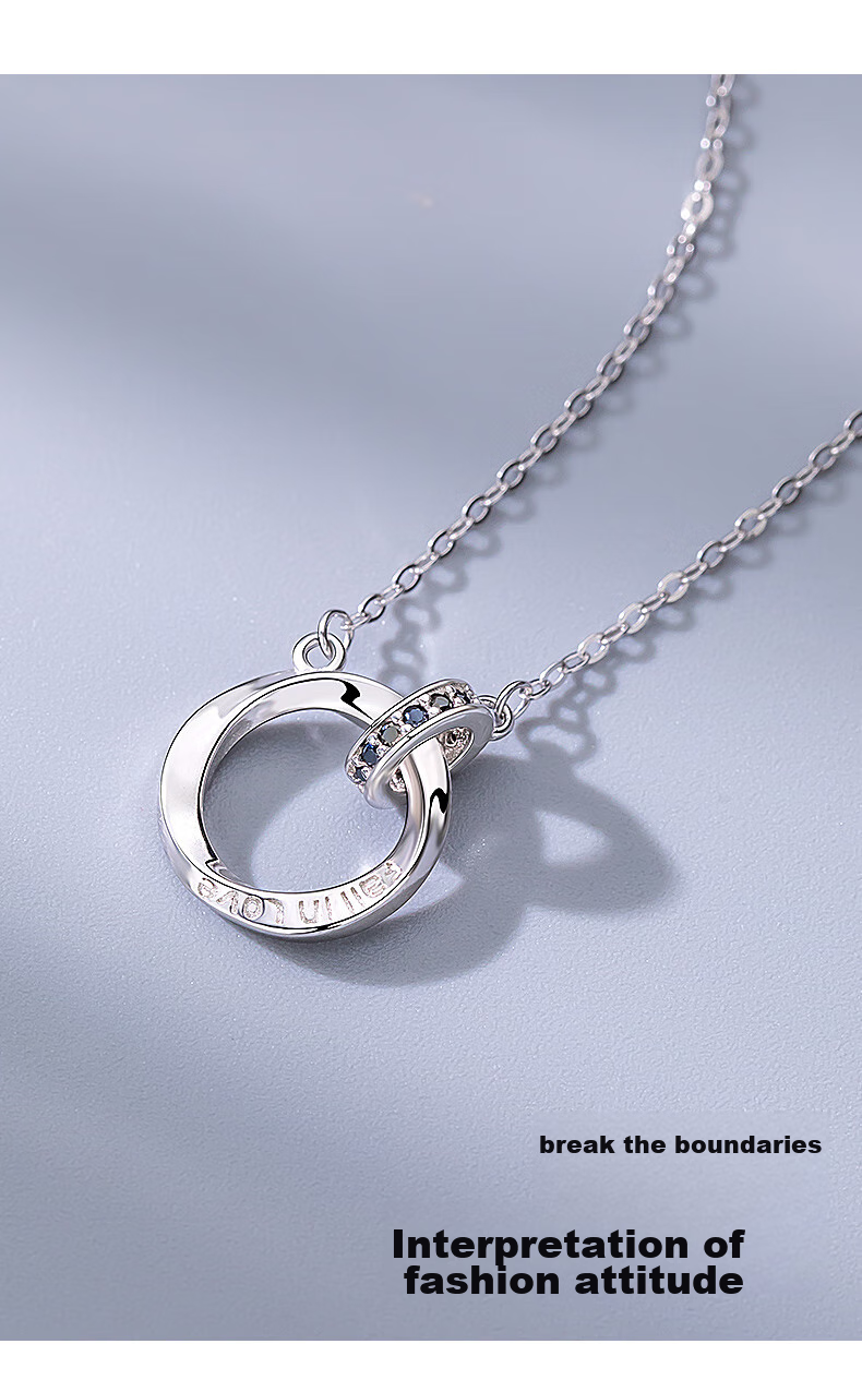 Серебряное колье Qlady Mobius для мужчин, подвеска из стерлингового серебра 925 пробы с фианитом, подарок на день рождения и Новый год