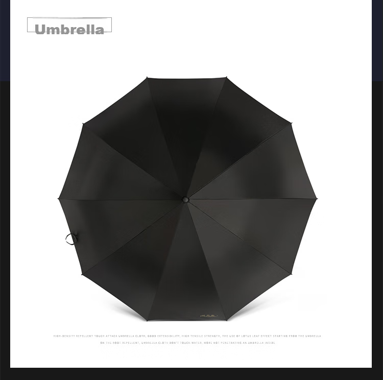 JD Large Umbrella with Long Handle, Semi-Automatic Extra-Large 10-Rib Reinforced Business Umbrella, Dark Gray