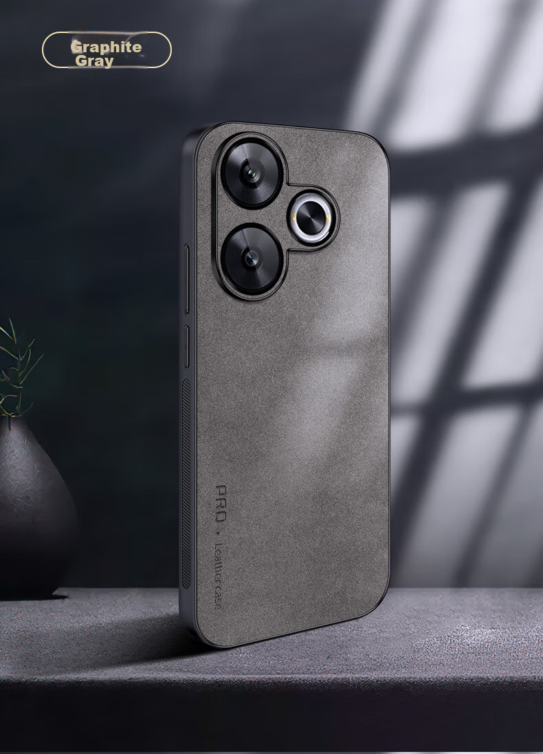 Чехол для Xiaomi Redmi Turbo 3, защитный, из силикона и искусственной кожи, черный, от бренда Shangsu
