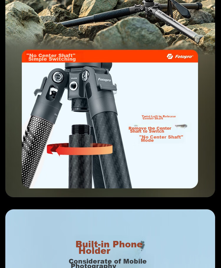 Штатив Fotopro Air 3 Lite VIDEO с гидравлической головкой из углеродного волокна для фото- и видеосъемки, оригинальный карбоновый серый