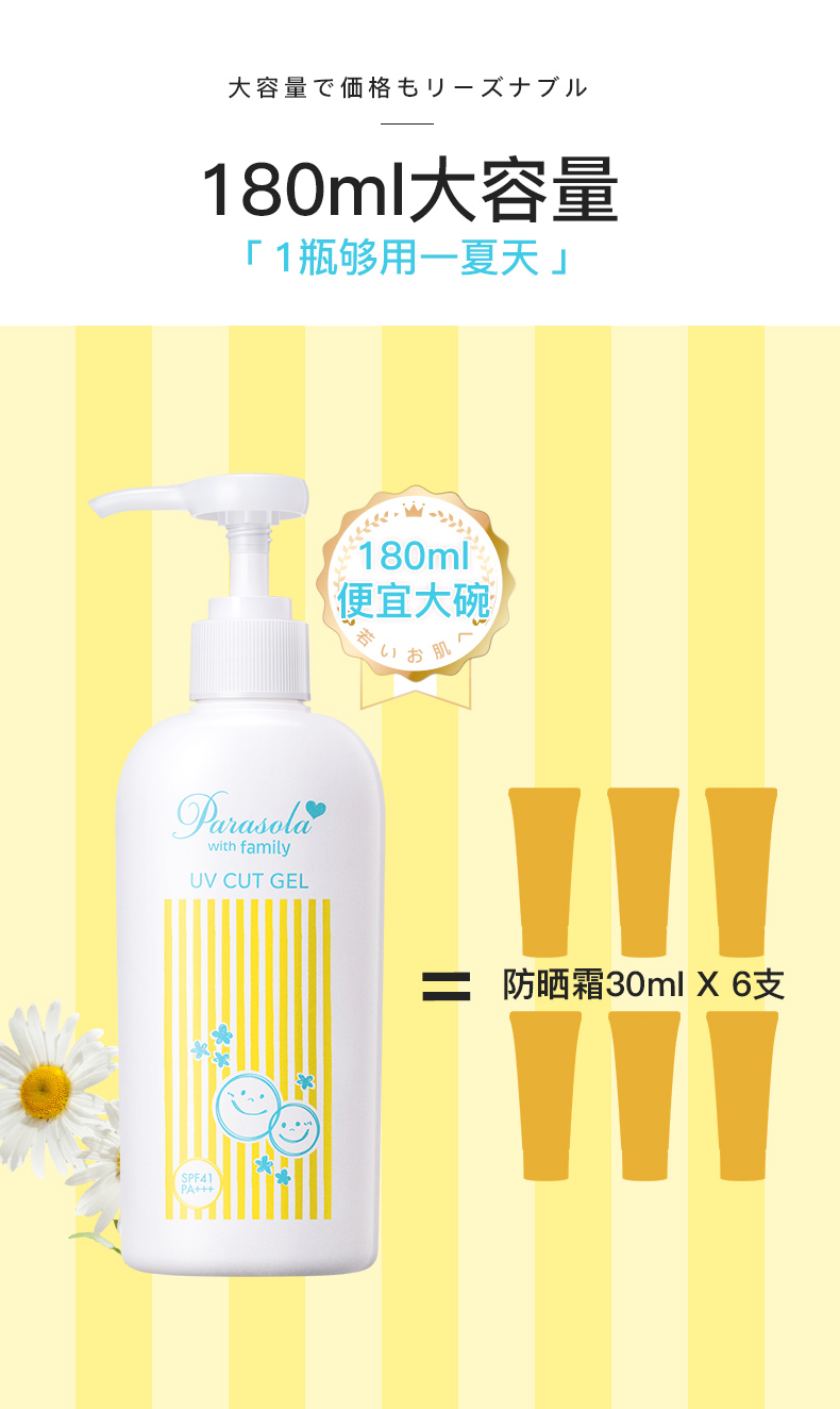 娜丽丝（NARIS）温和防晒霜180ml男女面部紫外线UV水感不油腻PA+++