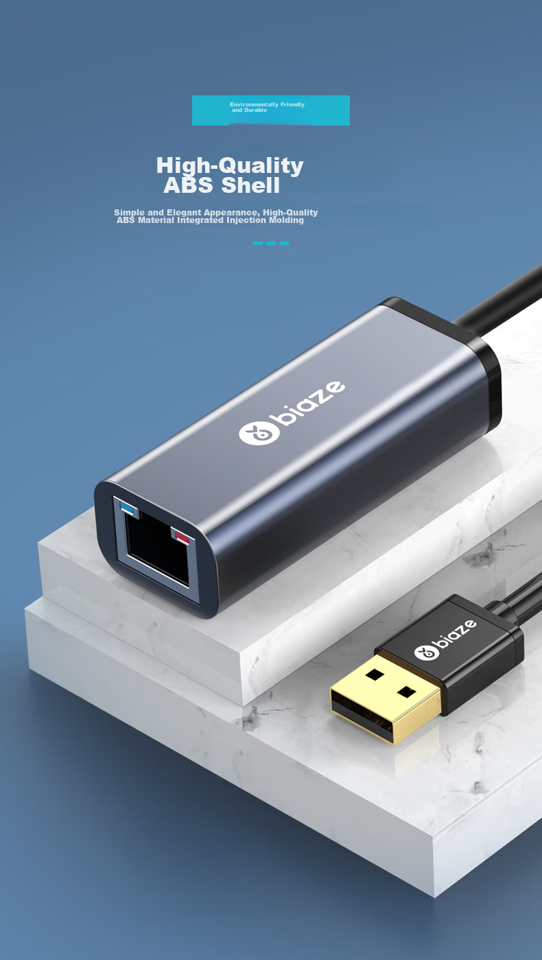 BIAZE USB 2.0 to RJ45 Ethernet Adapter, 100Mbps, без драйверов, проводная сетевая карта, совместимость с Apple Mac Huawei, внешний сетевой кабель