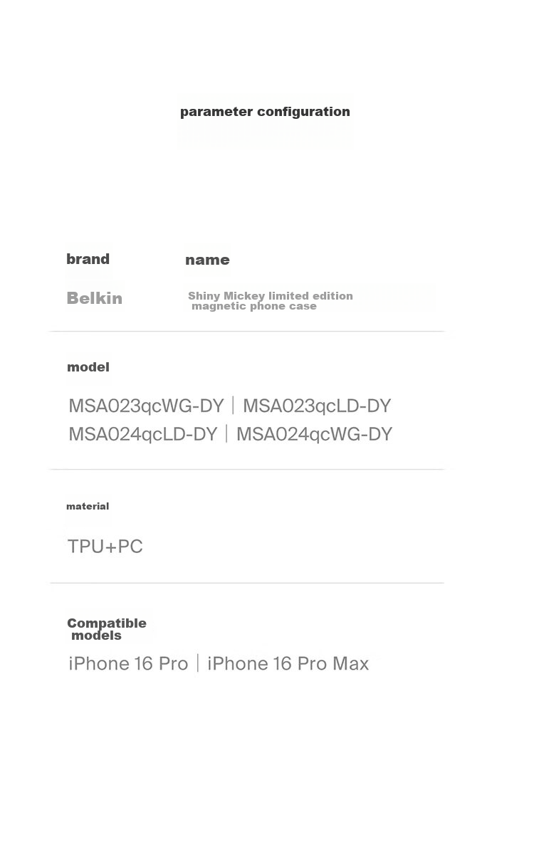 Чехол BELKIN Disney Shining Mickey для Apple iPhone 16 Pro Max, MagSafe, противоударный, TPU/PC, Shining Black Gold Mickey
