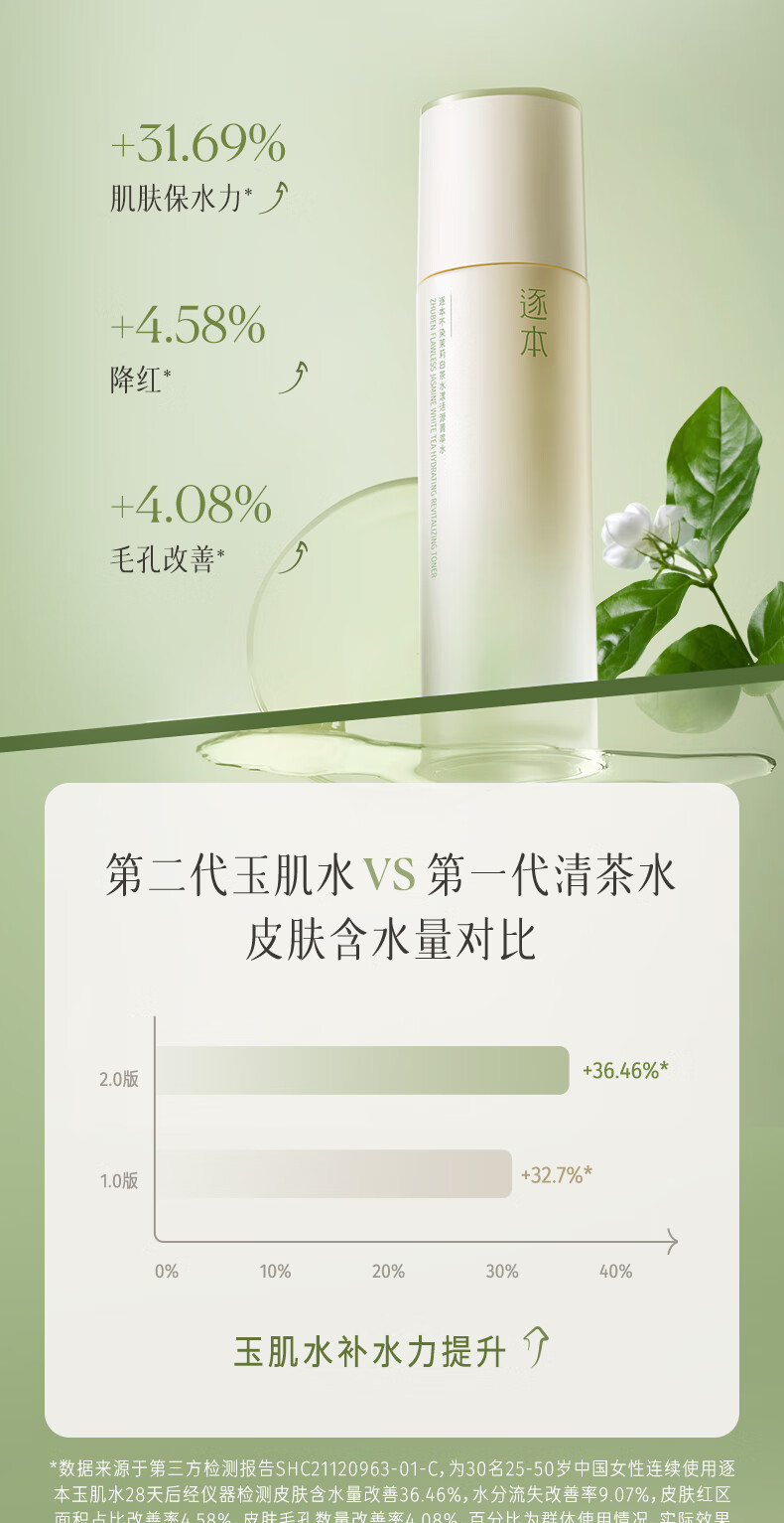 逐本不染茉莉白茶水乳套装补水保湿舒缓