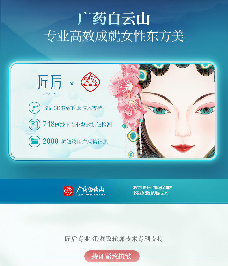 白云山抗皱面霜淡化细纹法令纹抬头纹鱼尾纹提拉紧致肌肤胶原重组霜填充霜50g *1